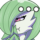 Gardevoir with a pouting expression and an ellipsis above its head looking skeptical.