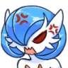 Gardevoir with a furious expression and red anger veins on its head.
