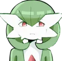 Gardevoir looking to the side with a suspicious and unimpressed facial expression.