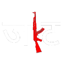 Hindi text reading Jat with a red rifle silhouette replacing the central character on a black background.