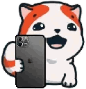 A cartoon cat holding a smartphone takes a selfie that triggers a bright white camera flash.
