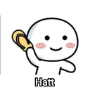 A cute round-headed character with blushing cheeks holding up a yellow flip-flop.