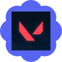 Red angular V-shaped emblem centered on a black square background.