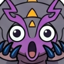 A purple monster with large eyes and a wide-open mouth expressing extreme shock.