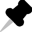 A gray pushpin pointing downwards against a black background.