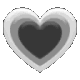 Four heart icons in grayscale with varying shading patterns arranged in a horizontal row.