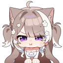 A cute anime cat-girl with brown hair and cat ears, first looking suspicious and then throwing a dramatic, screaming tantrum.