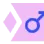 Male gender symbol icon in blue on a light pink square background.