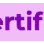 Text reading ertif in bold purple letters on a light pink background.