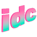 The letters idc written in a 3D neon pink and cyan font style.