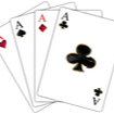 A fan of playing cards featuring the ace of clubs prominently in the front.