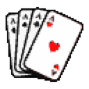 Four playing cards fanned out, all showing the ace rank.