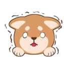 A brown cartoon puppy with wide eyes and a trembling outline, expressing nervousness.