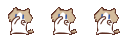 A small pixelated cat with tan ears and a white face dancing while blue tears stream down its face.