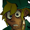 A man with blonde hair and stubble has wide, terrified eyes and an open mouth in a state of shock.