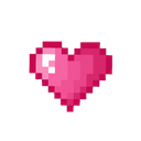 A pink pixelated heart with a red motion blur trail moving to the right.