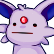 A light purple creature with a blank, expressionless face and a single red gem on its forehead staring forward.