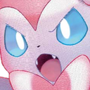 Sylveon with a furious expression and open mouth baring its teeth.
