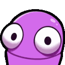 A purple creature with large white eyes and a hinged jaw that opens and closes repeatedly.