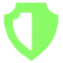 Shield emblem colored in bright green with a white cutout shape.