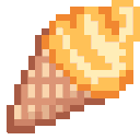 Two pixelated soft-serve ice cream cones with waffle cones side by side.