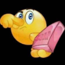 A yellow smiley face pinching its nose with one hand while holding a pink bar of soap in the other.