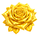 A vibrant yellow rose with metallic gold highlights and intricate petal details.