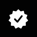 Checkmark inside a star-shaped badge.