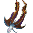 Alien creature with long tentacles and a glowing core floating in darkness.