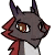 A small dark dragon with red accents cycles through four different facial expressions including smiling, closing eyes, and l…