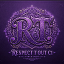 Ornate gold letters RT centered on a dark purple textured background with decorative filigree.