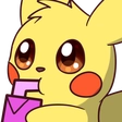 Pikachu with large eyes sipping from a pink juice box.