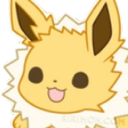 Eevee with a wide, happy smile and bright eyes.