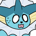 Vaporeon with wide, hollow eyes and an open mouth looking completely shocked.