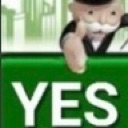 A man in a top hat and suit gives a thumbs up behind a green sign that says YES.