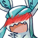 A creature with a bright red blush across its face looking flustered and embarrassed.
