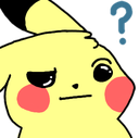 Pikachu with a skeptical expression and a blue question mark floating above its head.