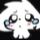 A small white skull with large, watery eyes and pink blushing cheeks, looking sad and teary.