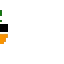 A pixelated orange pineapple creature with a green top and a single eye standing next to a yellow puddle.