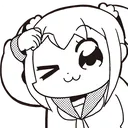 Anime girl winking and scratching her head with a bashful expression.