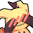 A stylized character receiving a gentle pat on the head from a hand.