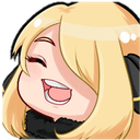 A blonde anime girl laughing with her mouth wide open and eyes closed in a joyful expression.