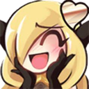 Anime girl with blonde hair smiling brightly with a heart symbol floating near her head.