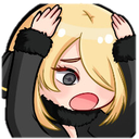Blonde anime girl with wide eyes and open mouth holding her head in panic.