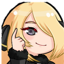 Anime girl with blonde hair taps her temple with a smug, knowing expression.