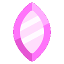 Four pink crystal gems arranged in a row with white highlights.