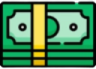 A stack of green banknotes held together by a yellow paper band.