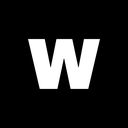 A bold white letter W centered on a solid black square background.