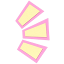An anime-style impact symbol featuring three yellow quadrilateral shapes outlined in pink.