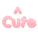 The words A Cute written in rounded glossy pink bubble letters.